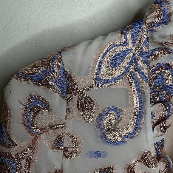 Alexis Marceau Metallic Floral Wrap Top - Picture 7 of 10